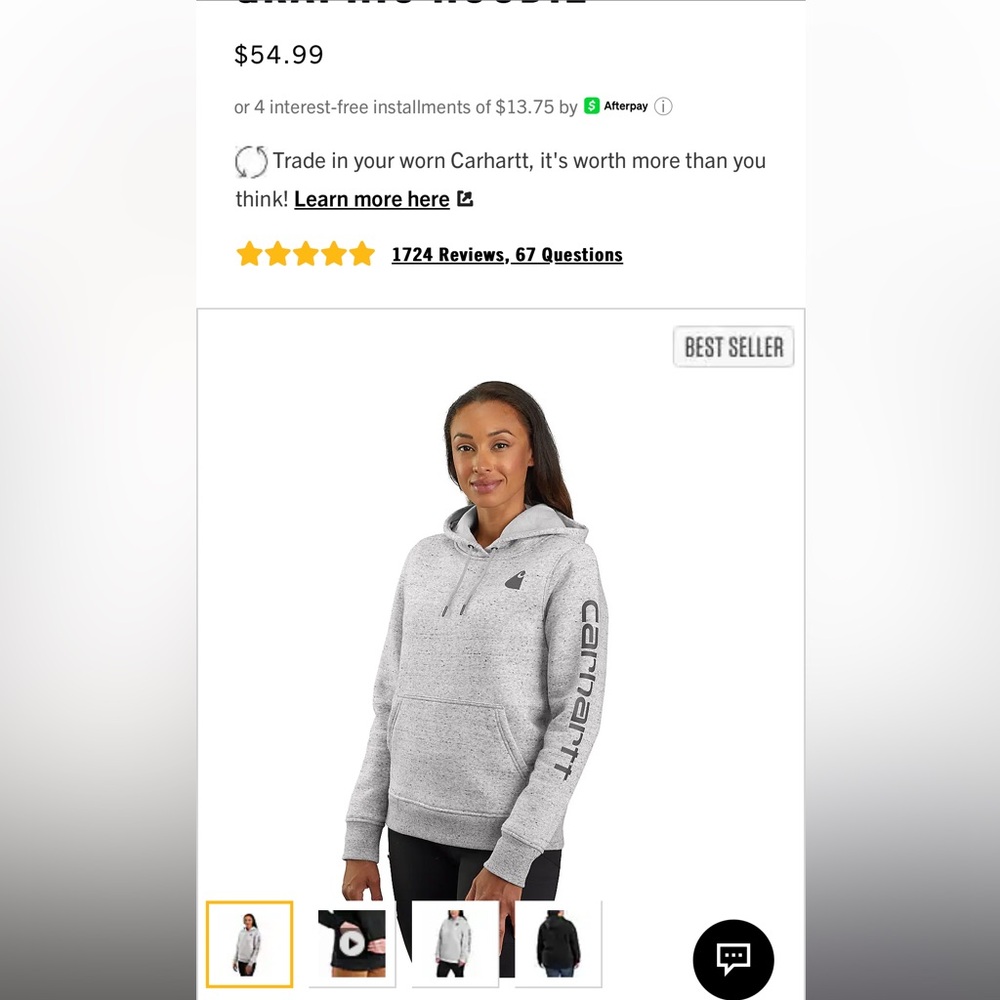 Carhartt Gray Hoodie with Logo Sleeve